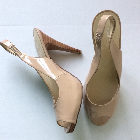 Nude Peep Toe Sling Back High Heel Shoe