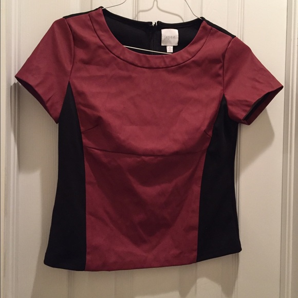 Maroon/black Leather top! Nordstroms