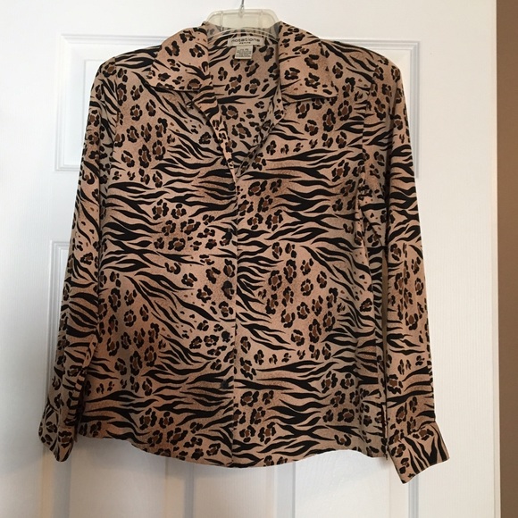 Notations tan, brown and black top. Petite small - Picture 1 of 2