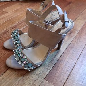 Jessica Simpson Suede Jeweled Heels