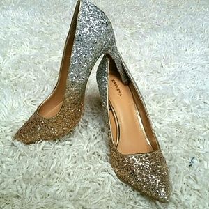 Express ombre silver and gold high heels