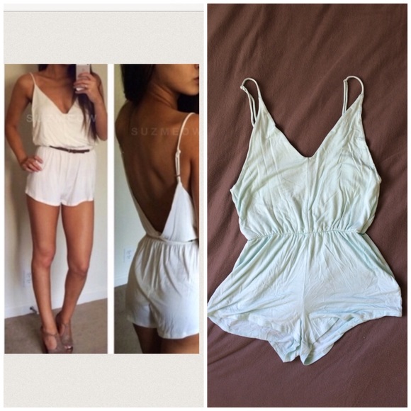 Missguided Pants - Aqua Cotton Romper