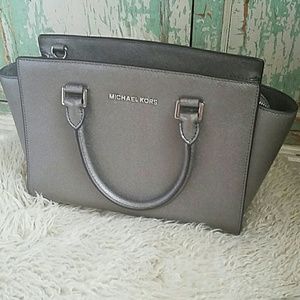 Michael Kors Selma Medium Satchel Metallic Silver