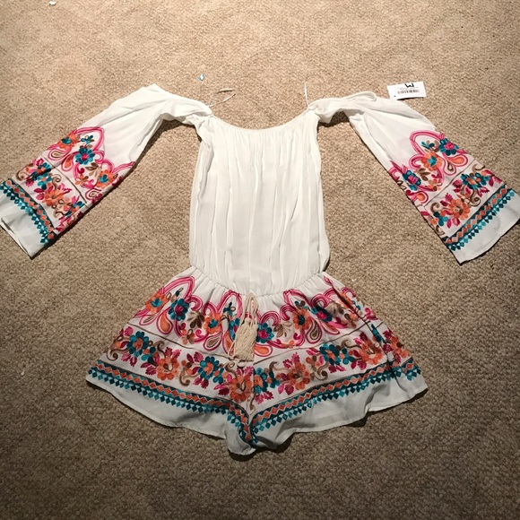 White embroidered romper