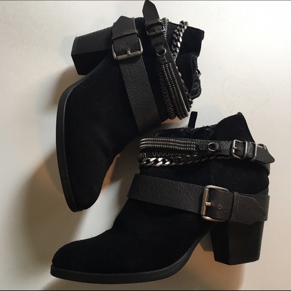 Trouvé Size 6 Suede Leather Chain Strappy Booties