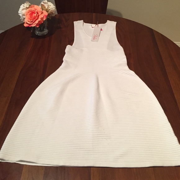 White Parker fit and flare dress.