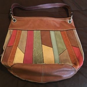 Fossil Leather & Suede Purse w/ Mixed Fall Colors