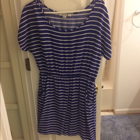 Blue and White Striped Dress