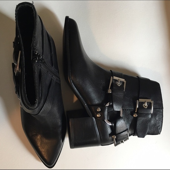 New Aldo Genn Black Leather Strappy Leather Boots