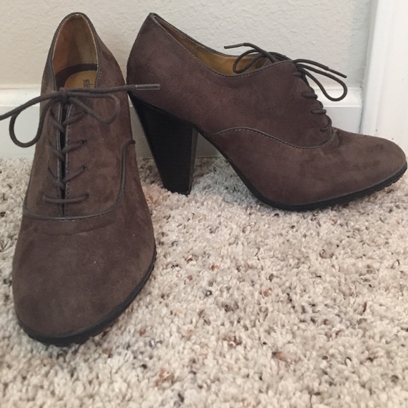 Brown heeled booties