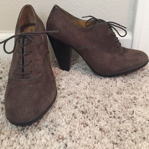 Brown heeled booties