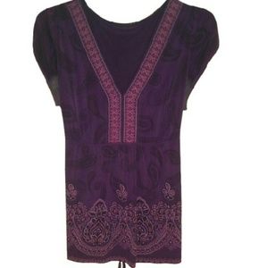 Purple printed blouse.