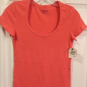 Nordstrom Caslon Coral Scoop Neck T-Shirt Top Sz S