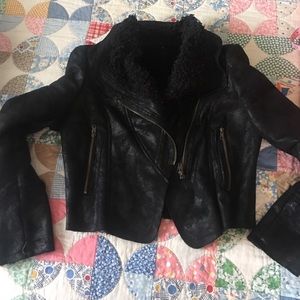 Sherpa shearling fleece lined Moto faux leather