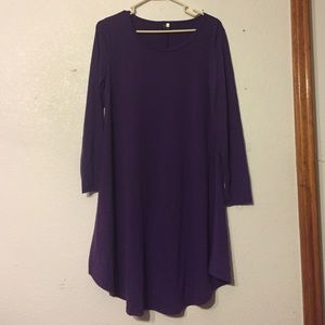 Purple Full Sleeve O-neck Dress