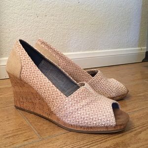 Natural Linen Cork Classic Wedges. Never worn