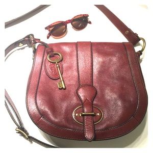 Fossil Leather Large Saddle Bag Shoulder Bag