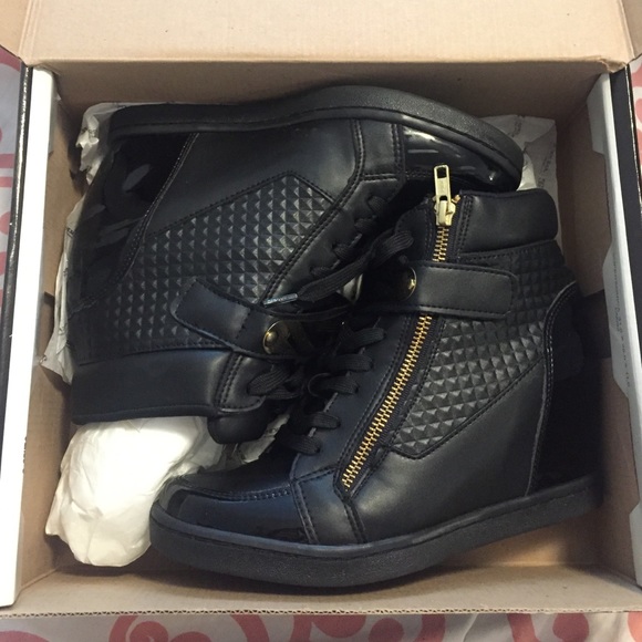Black and Gold Sneaker Wedges