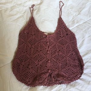 maroon crochet tank top