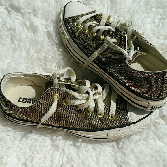 Converse Shoes - Converse All Star Ox Party Gold Sparkle Low Tops