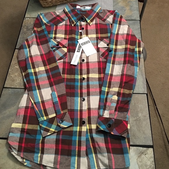 NWT - FLANNEL BUTTON DOWN SHIRT - Picture 2 of 4