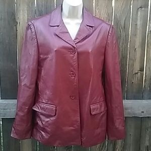 Jones NY sz 12 leather blazer Red jacket