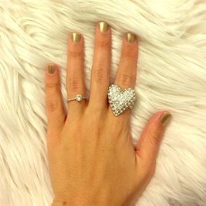 Betsey Johnson Heart Crystal Ring