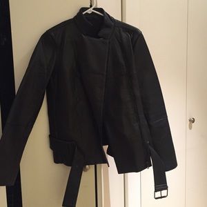 Neoprene and leather jacket