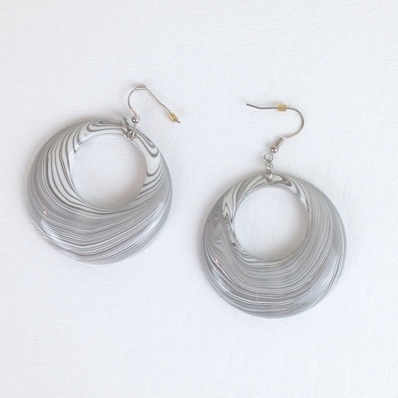 Jewelry - DYTt2 White and Grey zebra thick plastic earrings Jewelry - DYTt2 White and Grey zebra thick plastic earrings