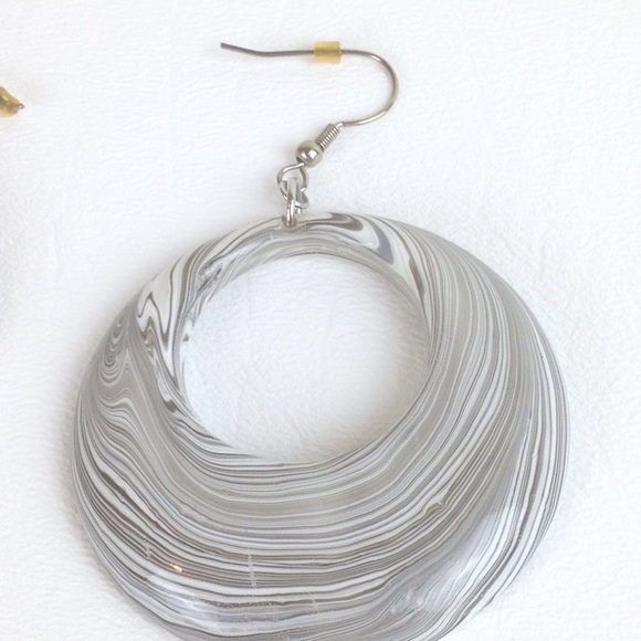 Jewelry - DYTt2 White and Grey zebra thick plastic earrings Jewelry - DYTt2 White and Grey zebra thick plastic earrings