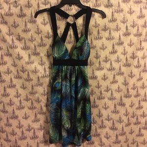 Peacock mini dress.