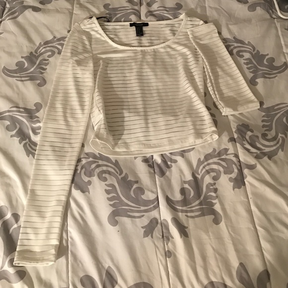 White Long Sleeve Crop