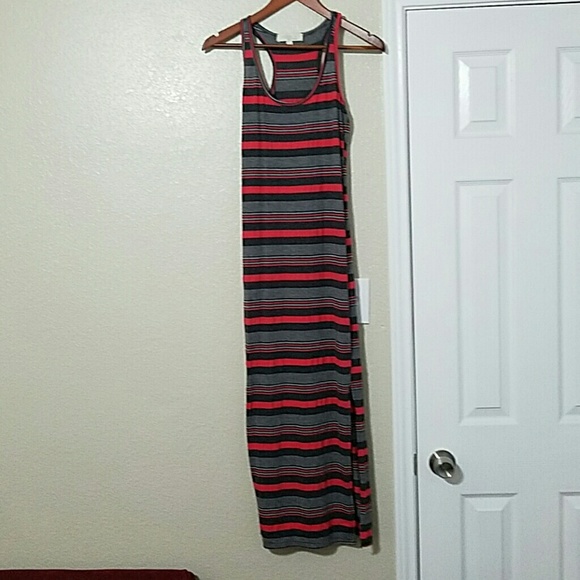 Grey and coral maxi dress