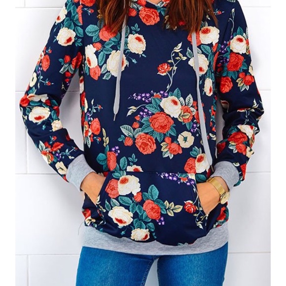 Floral hooded sweatshirt