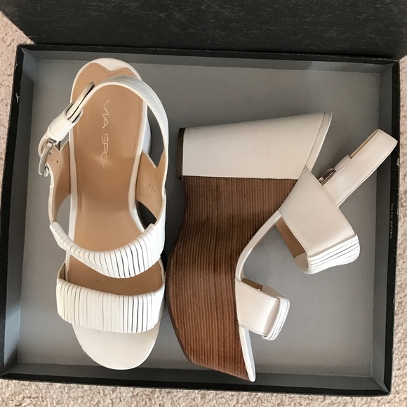 VIA SPIGA * White leather Wedges ☀️ - Picture 3 of 3