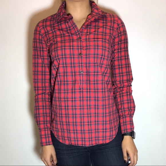 J. Crew Red Tartan Popover - Picture 2 of 4
