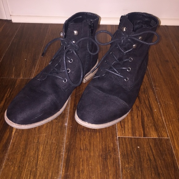 Black suede combat boots