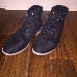 Black suede combat boots