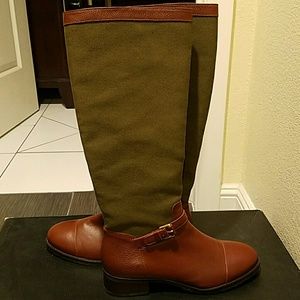 Talbots brown leather, with olive fabric boot. 7