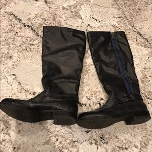 Madden Girl black tall boots & blue zipper. 10