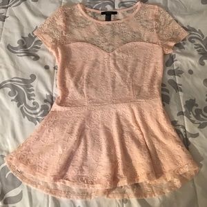 Pink Lace Peplum Top