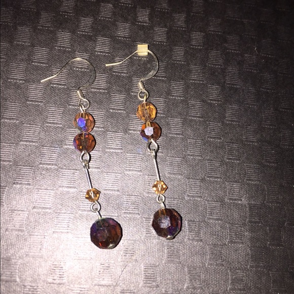 Brown Crystal Drop Earrings