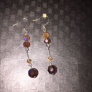 Brown Crystal Drop Earrings