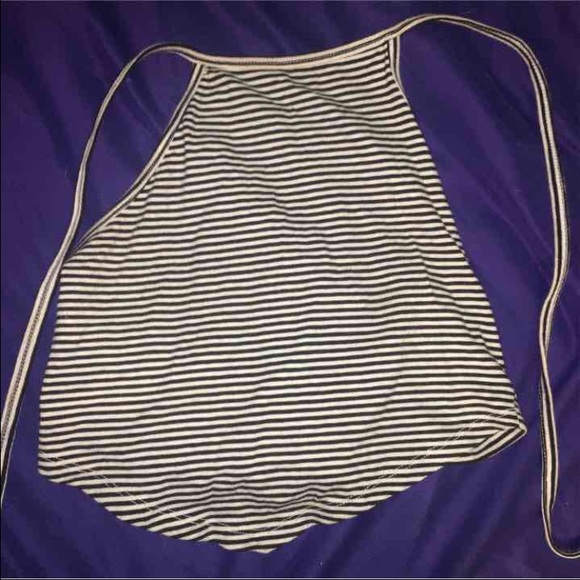 high neck tied cropped top