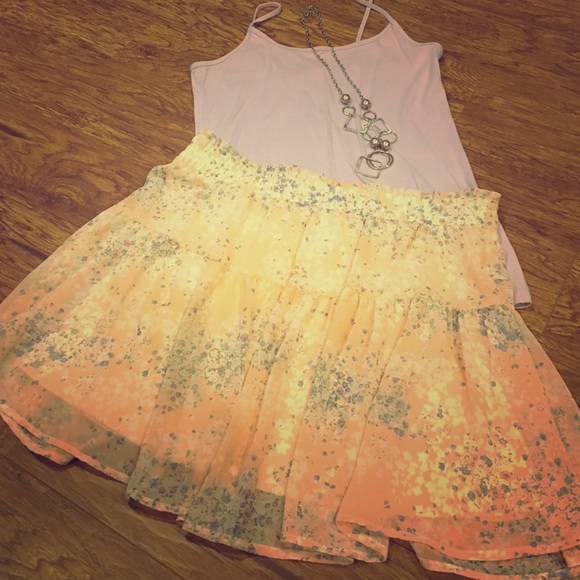 Peach and Lavender Floral Mini Skirt