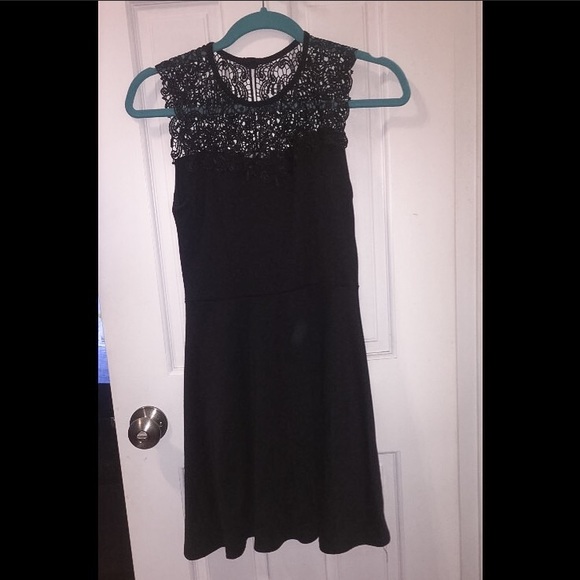 Black lace top dress
