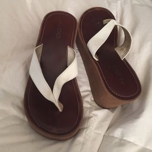 White Aldo Wedge Sandals