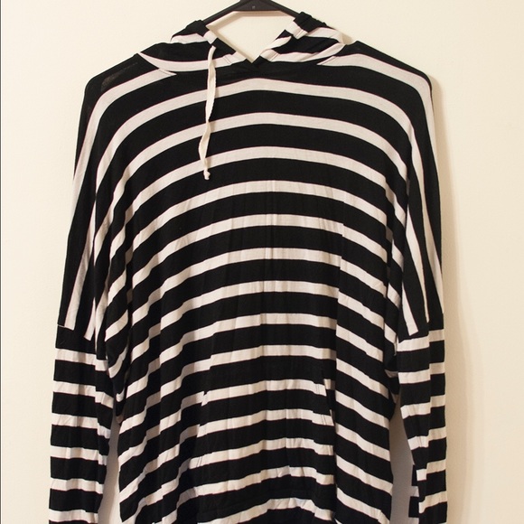 Black and White Striped Hoodie
