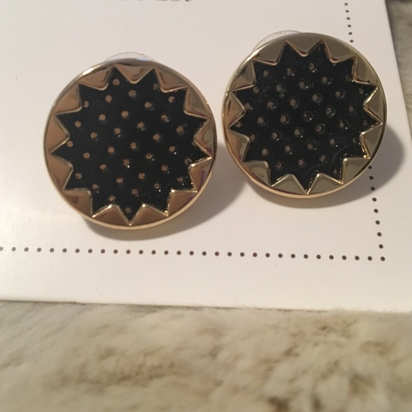 House of Harlow Black Leather Sunburst Earrings