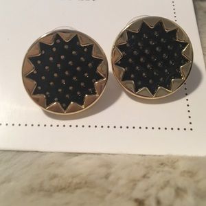 House of Harlow Black Leather Sunburst Earrings
